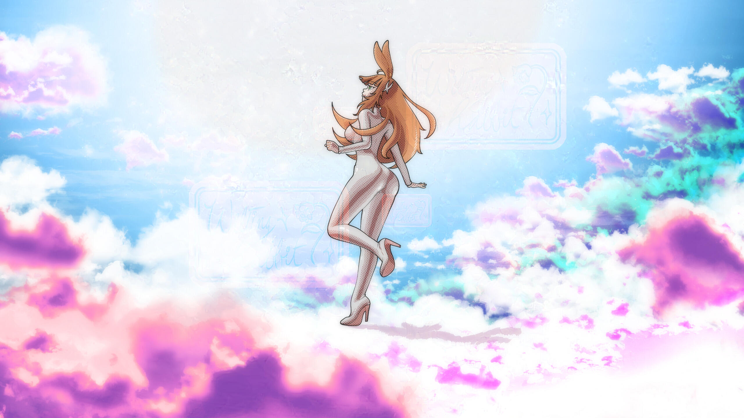 Ayumu walking along the clouds